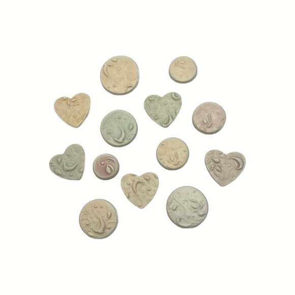 13 Magnets Floral Paisley Handmade Polymer Clay Multicolor Muted Pastel - Picture 3 of 8